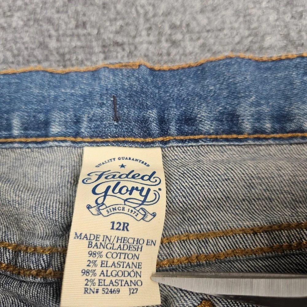 Faded Glory Womens 12R‎ Medium Wash Straight Leg Stretch Denim Blue Jeans 12 R